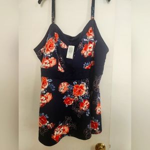 Torrid size 6 spaghetti strap blue floral top/peplum